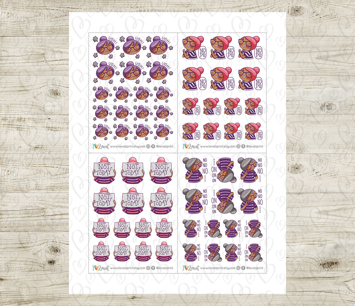 Elena Not Today - COLOR Printable Planner Sticker - PDF & Cut Files