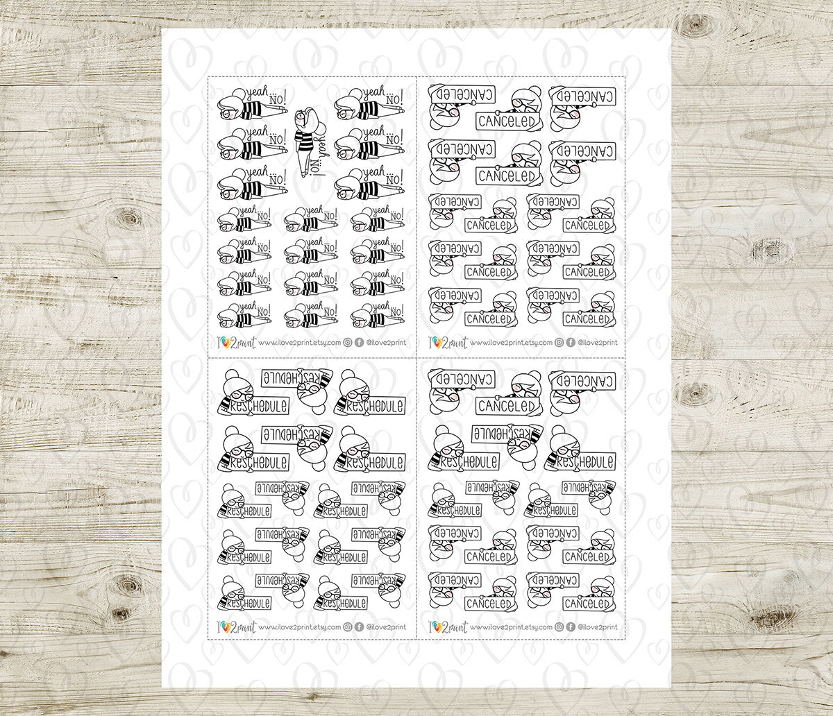 Elena Not Today - DOODLE Printable Planner Sticker - PDF & Cut Files
