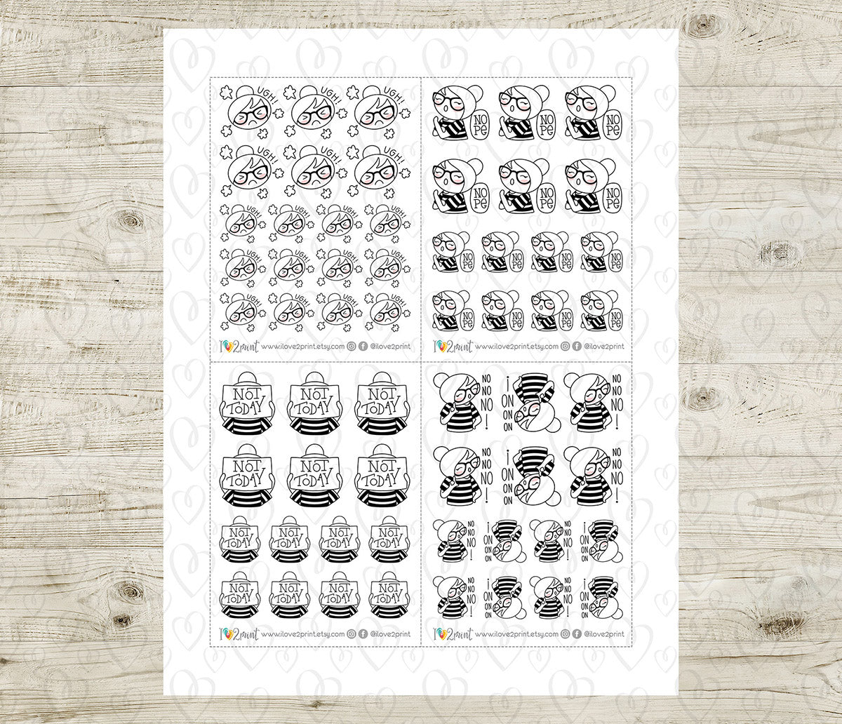 Elena Not Today - DOODLE Printable Planner Sticker - PDF & Cut Files