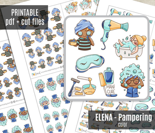 Elena Pampering - COLOR Printable Planner Sticker - PDF & Cut Files