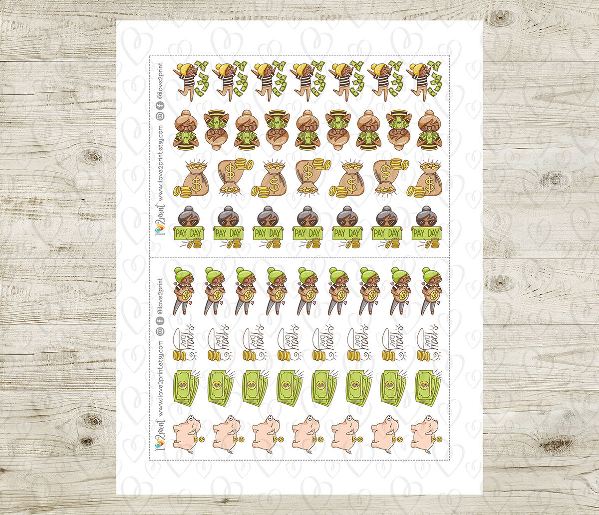 Elena Pay Day - COLOR Printable Planner Sticker - PDF & Cut Files