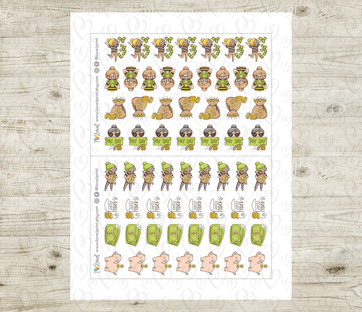 Elena Pay Day - COLOR Printable Planner Sticker - PDF & Cut Files