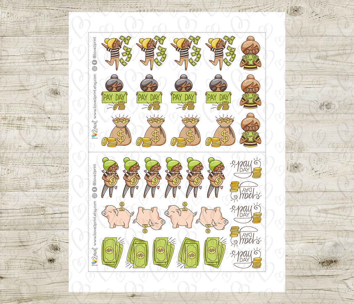 Elena Pay Day - COLOR Printable Planner Sticker - PDF & Cut Files
