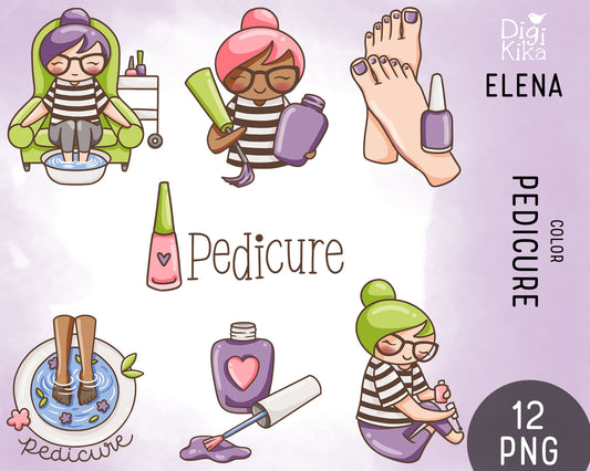 Elena Pedicure Color Clipart | 2 Skin Tones Foot Spa | PNG | Commercial Use | Inclusive