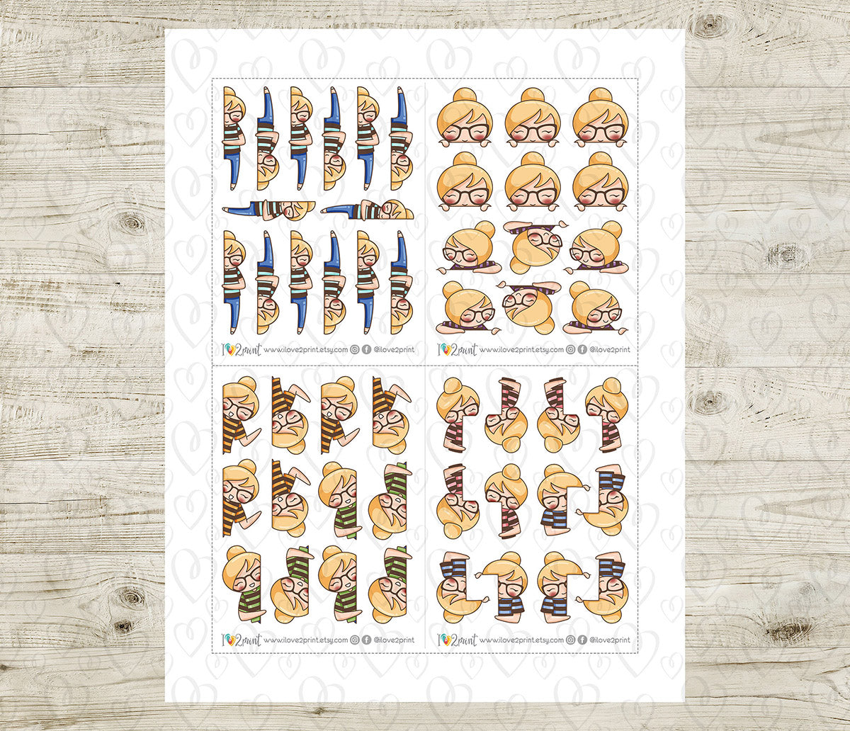 Elena Peek a Boo Printable Planner Sticker - Fair Skin & Blond Hair - PDF & Cut Files