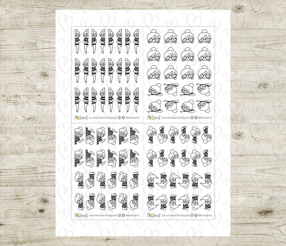 Elena Peek a Boo - DOODLE Printable Planner Sticker - PDF & Cut Files ...