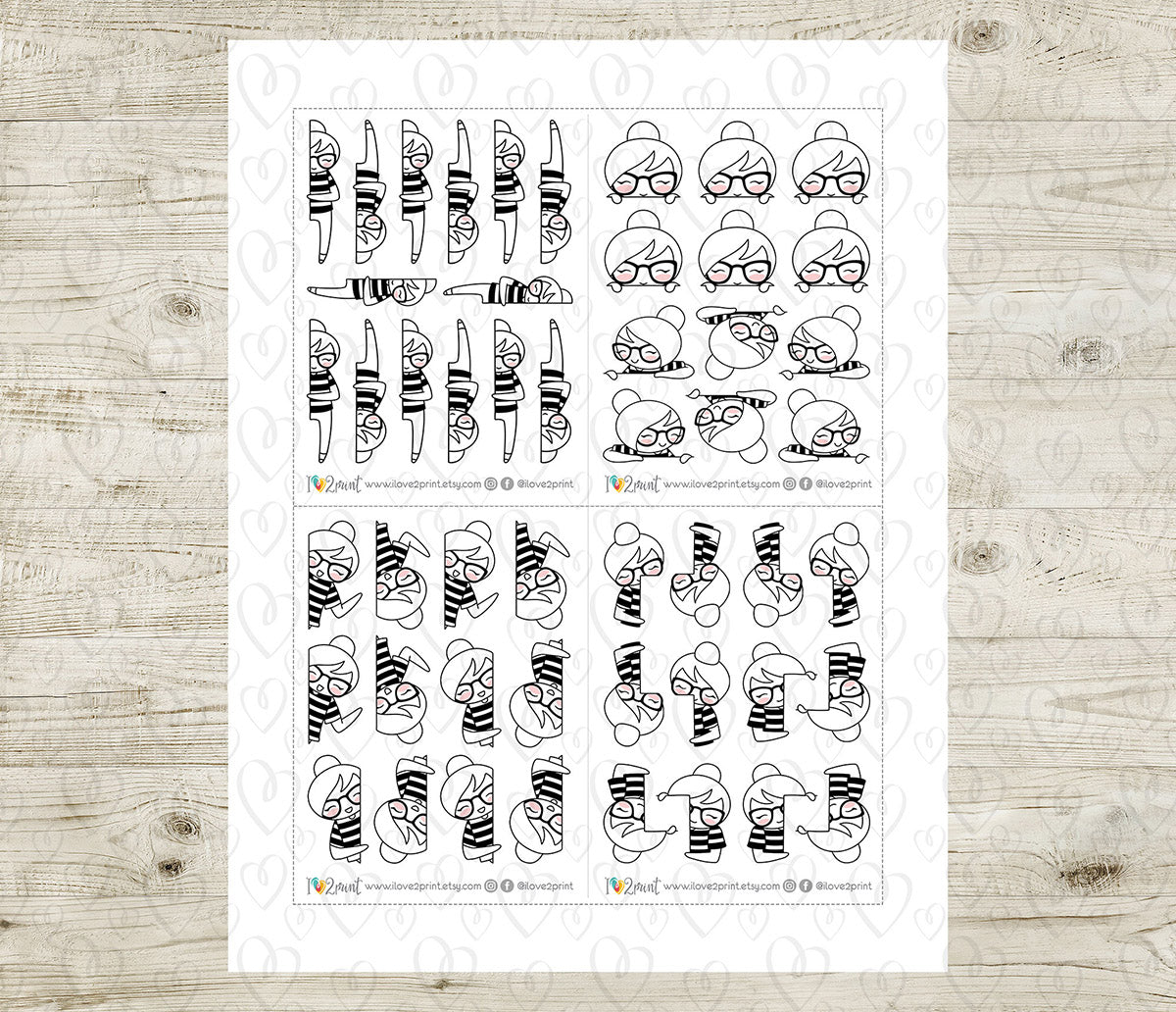 Elena Peek a Boo - DOODLE Printable Planner Sticker - PDF & Cut Files