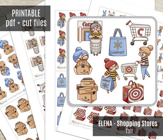Famous Shopping Stores Elena - FAIR SKIN Printable Planner Sticker - PDF & Cut Files