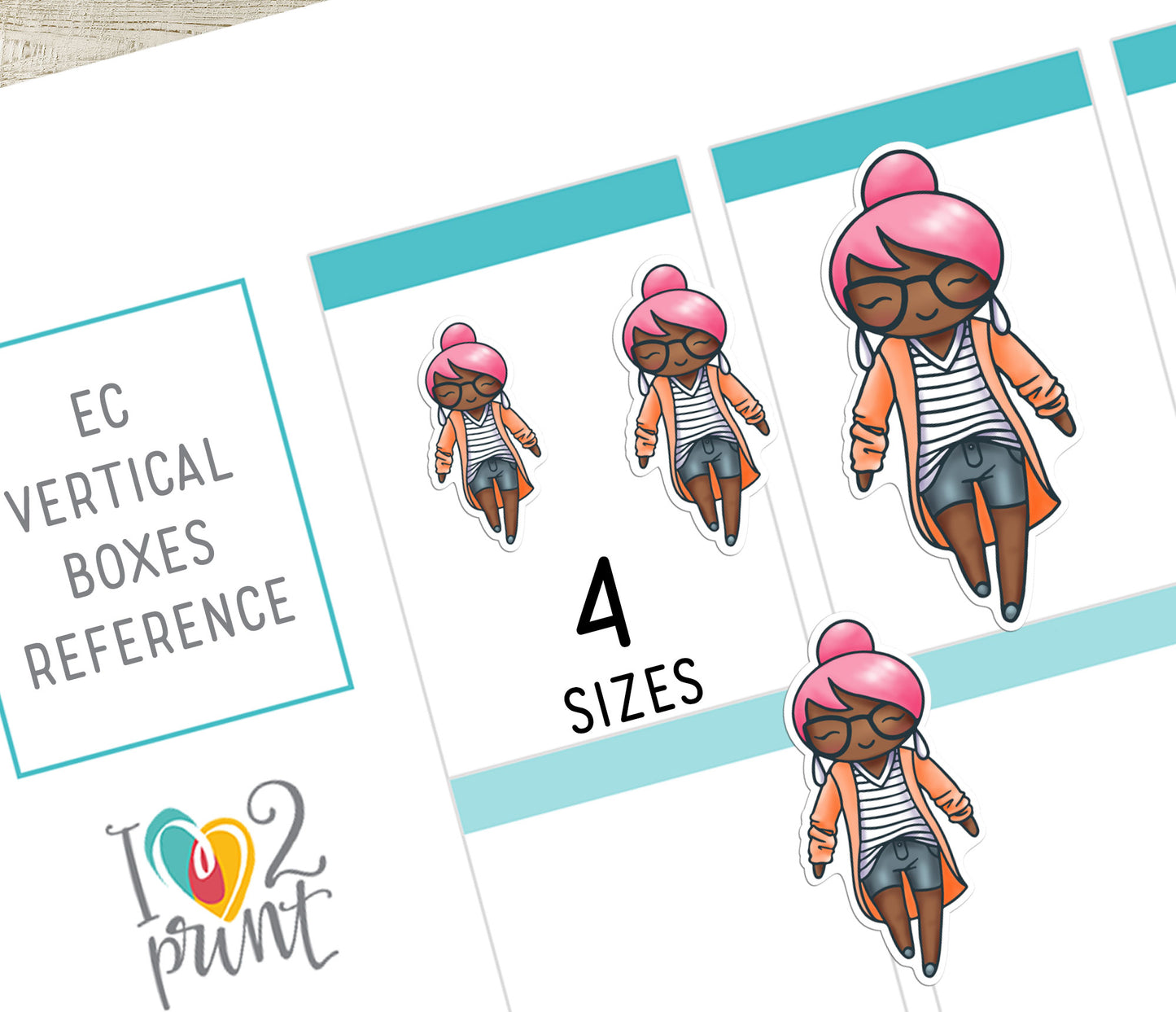 Elena Spring Outfits Dark Skin Printable Stickers | Fashion Color | 2 Sizes | PDF Cut Files