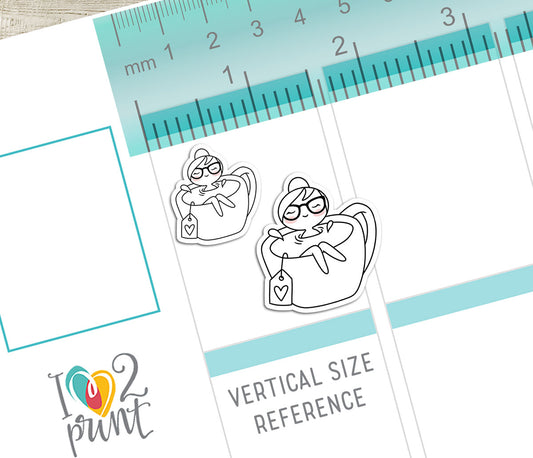 Elena Tea Time – Cute Doodle Printable Planner Sticker - PDF & Cut Files