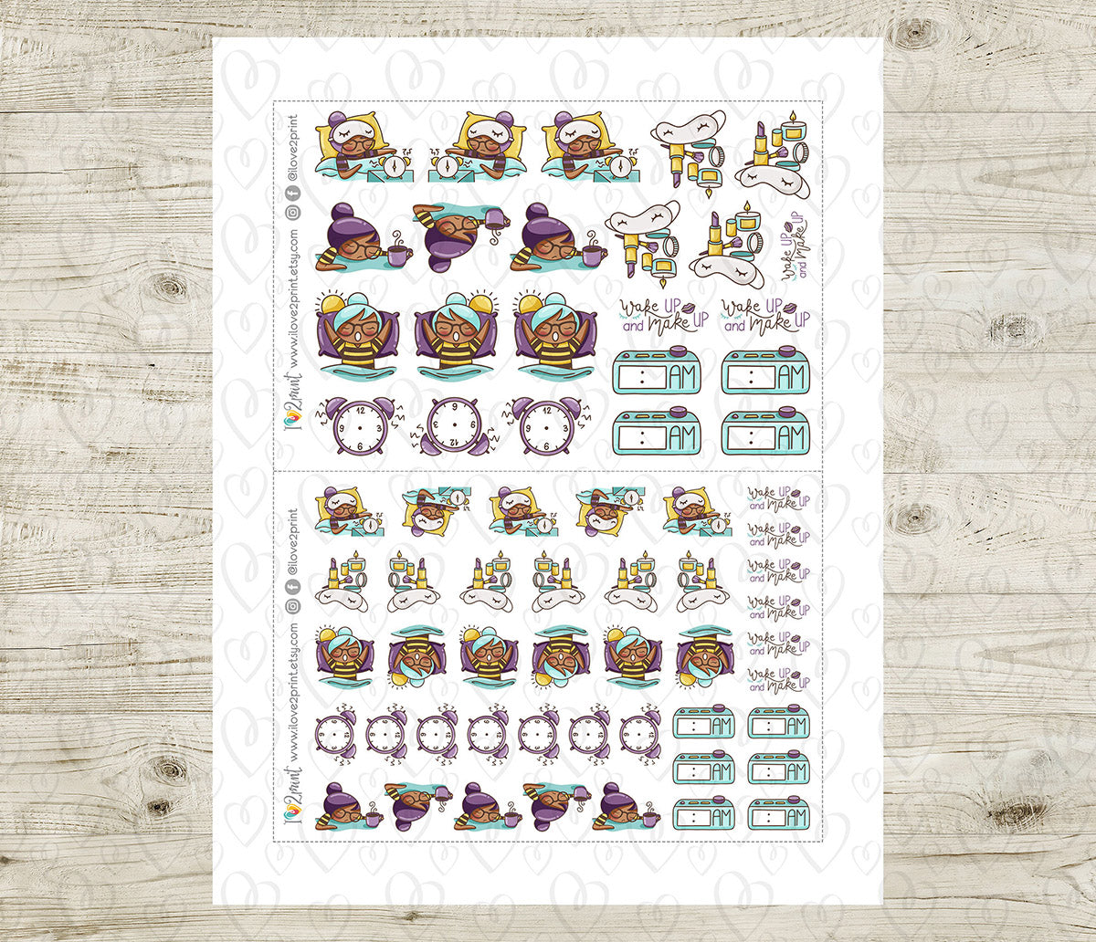 Elena Wake Up - COLOR Printable Planner Sticker - PDF & Cut Files