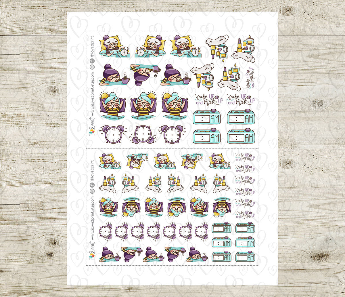 Elena Wake Up - COLOR Printable Planner Sticker - PDF & Cut Files