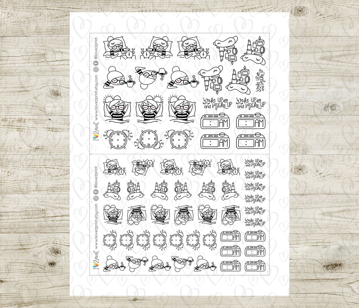 Elena Wake Up - DOODLE Printable Planner Sticker - PDF & Cut Files