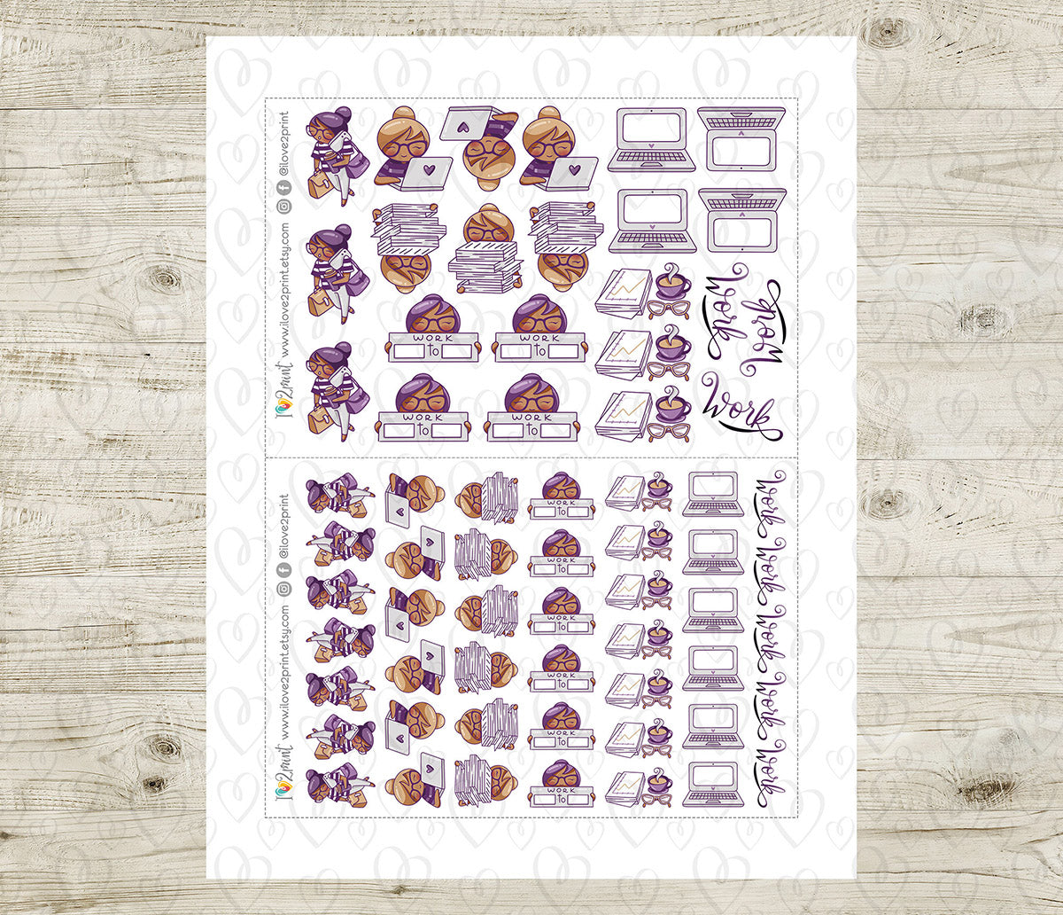 Elena Work - COLOR Printable Planner Sticker - PDF & Cut Files