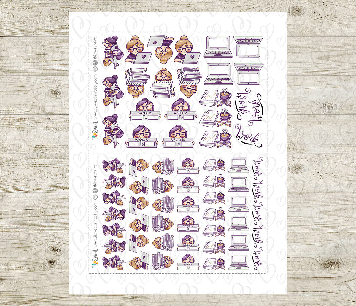 Elena Work - COLOR Printable Planner Sticker - PDF & Cut Files