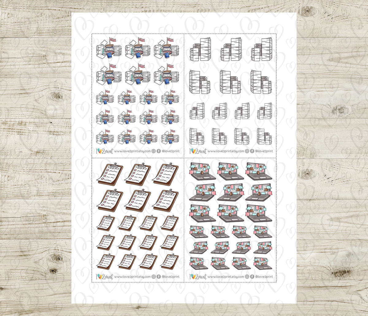 Elena Work Overload - COLOR (2 skin variations) Printable Planner Stic ...