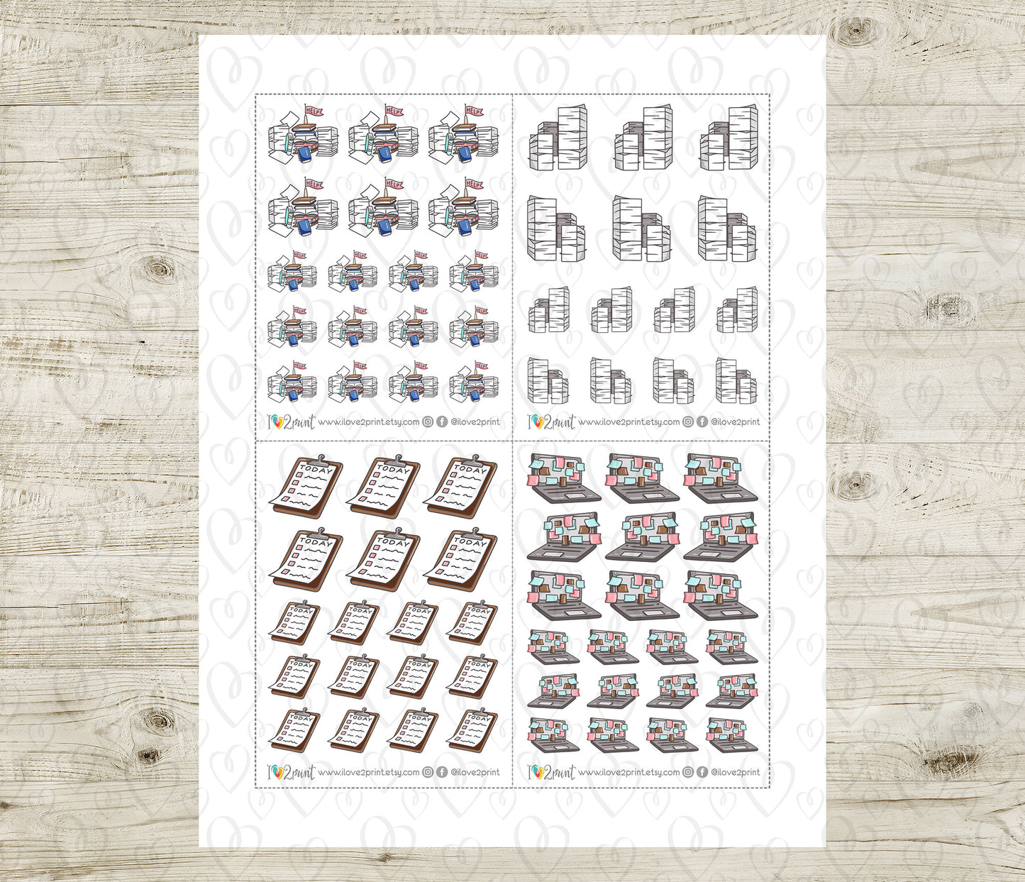 Elena Work Overload - COLOR (2 skin variations) Printable Planner Sticker - PDF & Cut Files