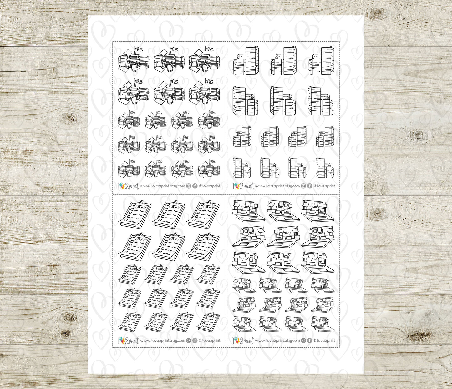 Elena Work Overload - DOODLE Printable Planner Sticker - PDF & Cut Files