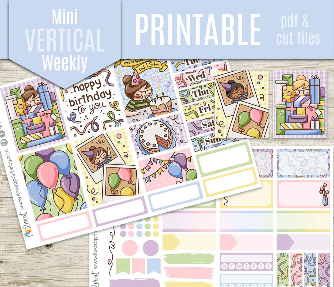 Elena Happy Birthday Vertical Layout Stickers | Printable Column | PDF ...
