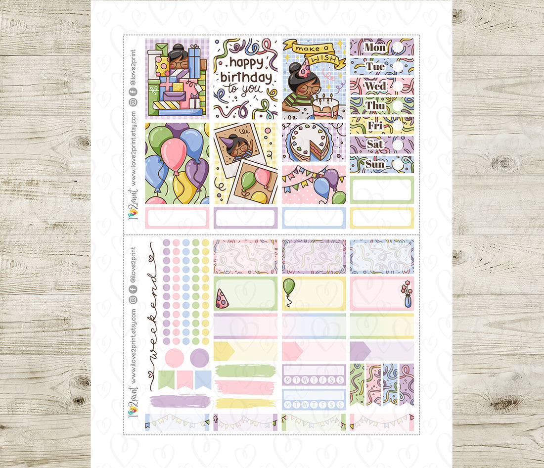 Elena Happy Birthday Vertical Layout Stickers | Printable Column | PDF ...