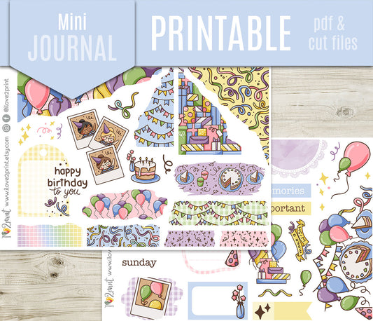 Elena Happy Birthday Bullet Journal Stickers | Printable Bujo Birthday | PDF Cut Files | Instant Download