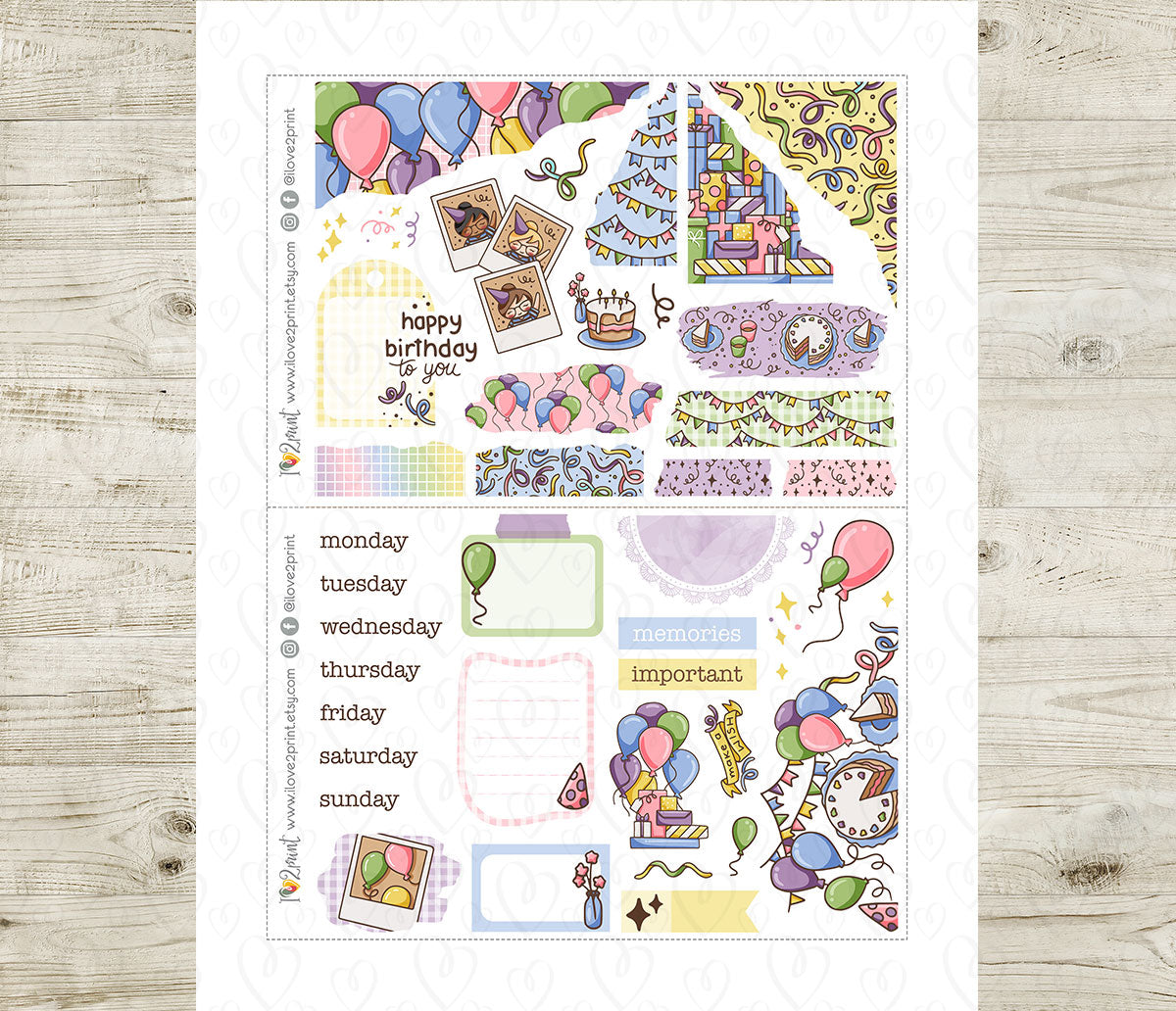 Elena Happy Birthday Bullet Journal Stickers | Printable Bujo Birthday | PDF Cut Files | Instant Download