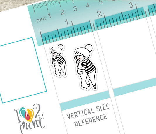 Elena Music Concert Doodle Printable Planner Stickers | Outline Singer Guitar | PDF Cut Files