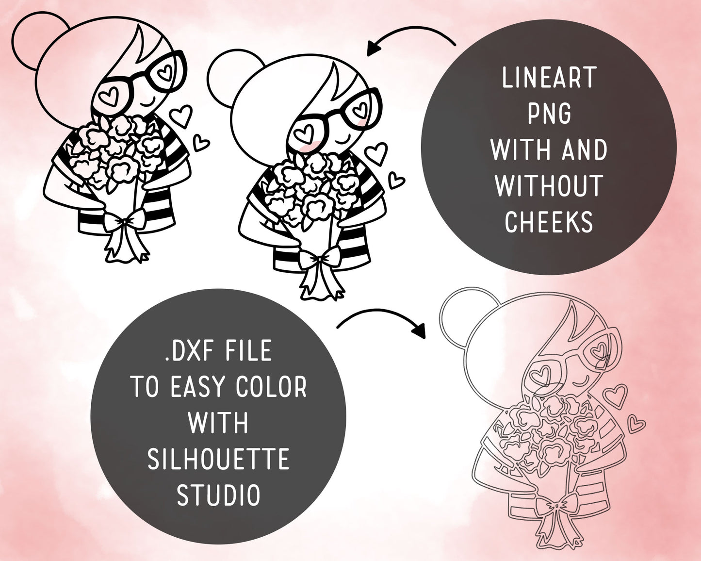 Elena Date Night Doodle Clipart | Romantic Couple Graphics | EPS SVG DXF PNG | Commercial Use