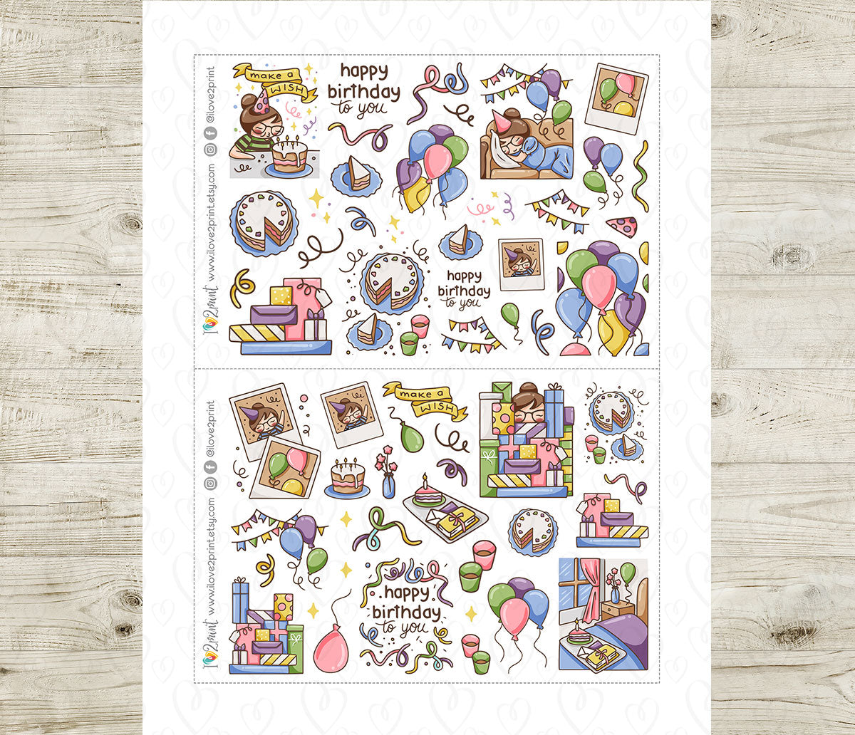 Elena Happy Birthday Decorative Stickers | Printable Planner Stickers | PDF Cut Files | Instant Download