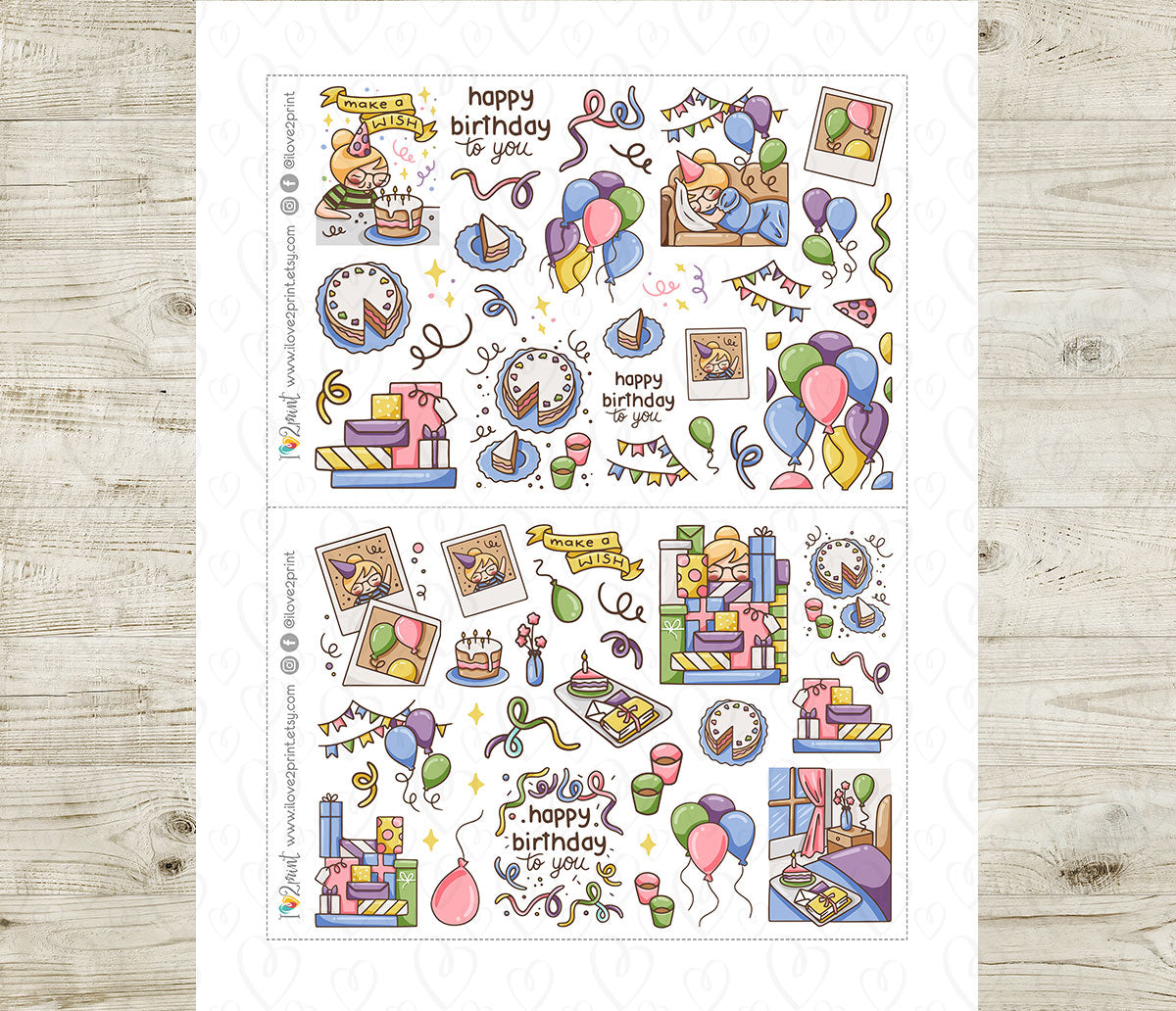 Elena Happy Birthday Decorative Stickers | Printable Planner Stickers | PDF Cut Files | Instant Download