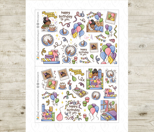 Elena Happy Birthday Decorative Stickers | Printable Planner Stickers ...