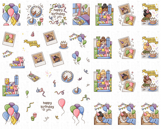 Elena Happy Birthday Color Clipart | 3 Skin Tones | 51 PNG | Commercial Use | Inclusive Birthday