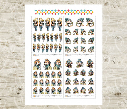Elena Podcast Color Printable Stickers | 2 Skin Tones Audio | 2 Sizes | PDF Cut Files