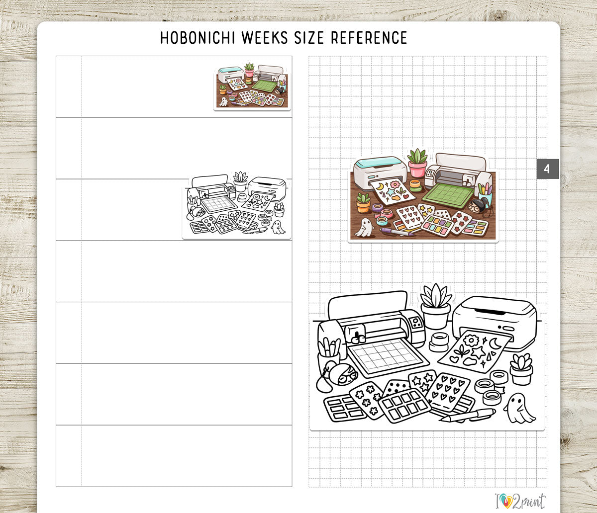 Elena Print and Cut Desk – Color and Stamp Printable Planner Stickers – PDF & Cut Files – Instant Download