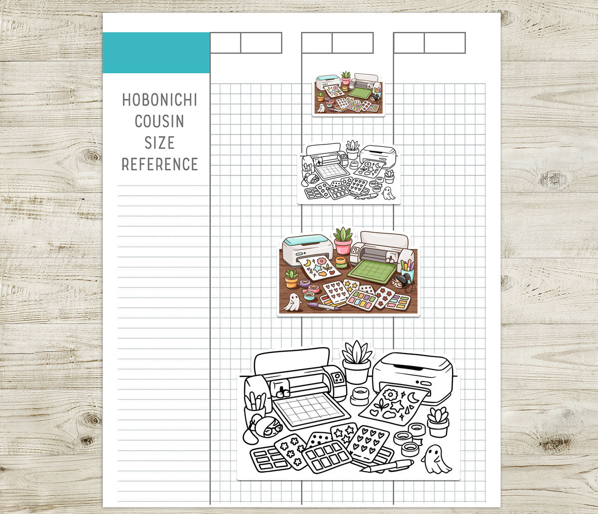Elena Print and Cut Desk – Color and Stamp Printable Planner Stickers – PDF & Cut Files – Instant Download