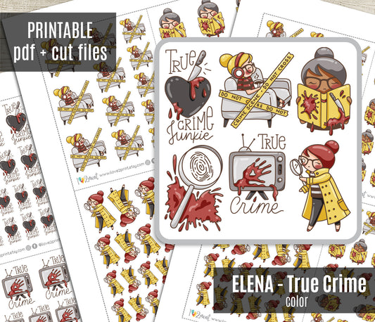 Elena True Crime - COLOR Printable Planner Sticker - PDF & Cut Files