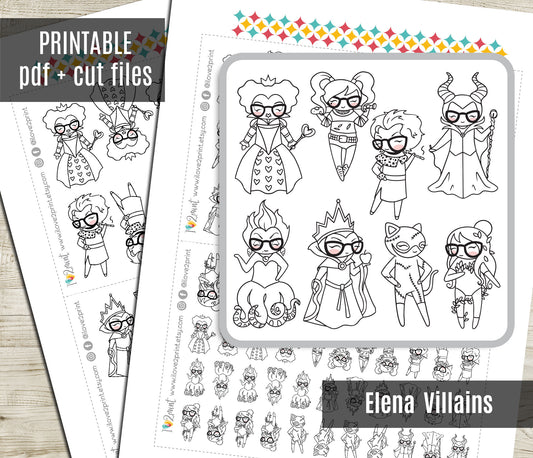 Elena Planner Girl – DOODLE Famous Villains Halloween Stickers – Printable PDF & Cut Files