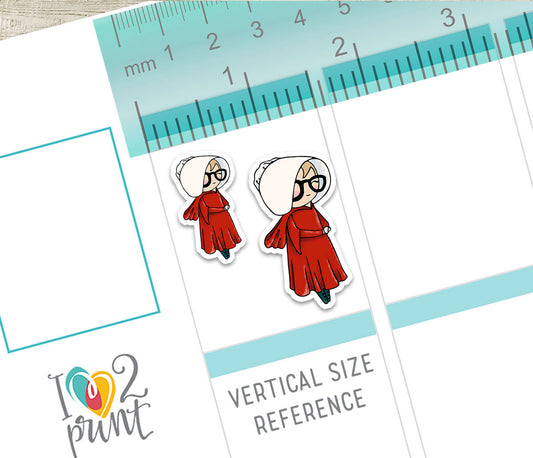 Elena Handmaid's Tale Printable Stickers | Outline + Color | Red Cloak Fan Art | PDF Cut Files