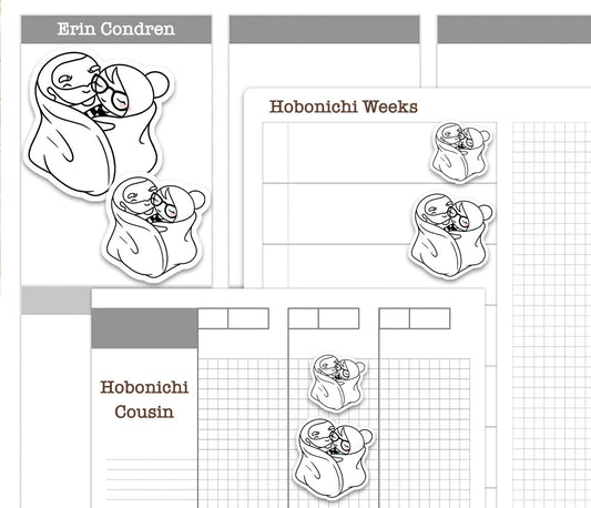 Elena Cuddle Time Doodle Printable Planner Stickers | Outline Cozy Couple | PDF Cut Files