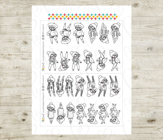 Elena Fall Outifit  SET 2 – DOODLE Printable Planner Stickers – PDF + Cut Files