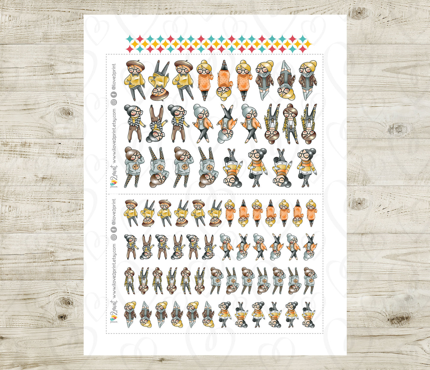 Elena Fall Outifit  SET 2 – LIGHT Skin Printable Planner Stickers – PDF + Cut Files