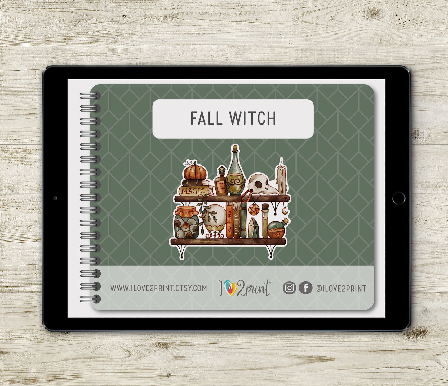 Fall Witch Decorative Stickers - Pre-Cropped GoodNotes Digital Sticker Book