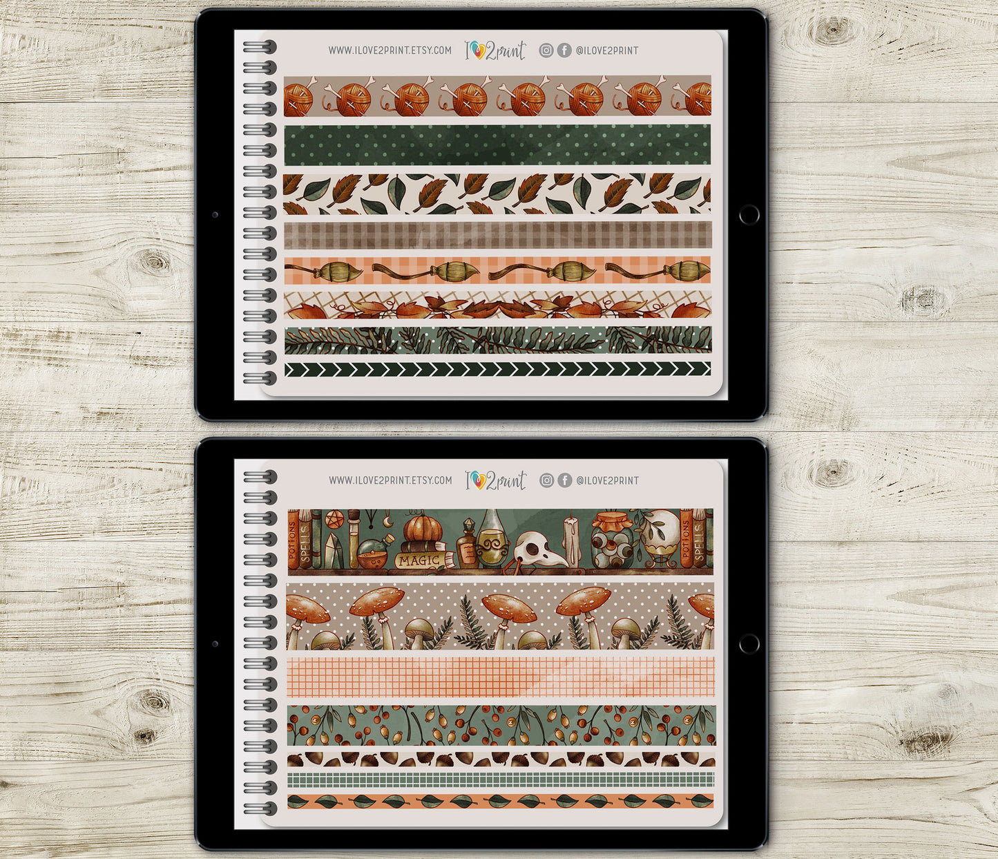 Fall Witch Decorative Stickers - Pre-Cropped GoodNotes Digital Sticker Book