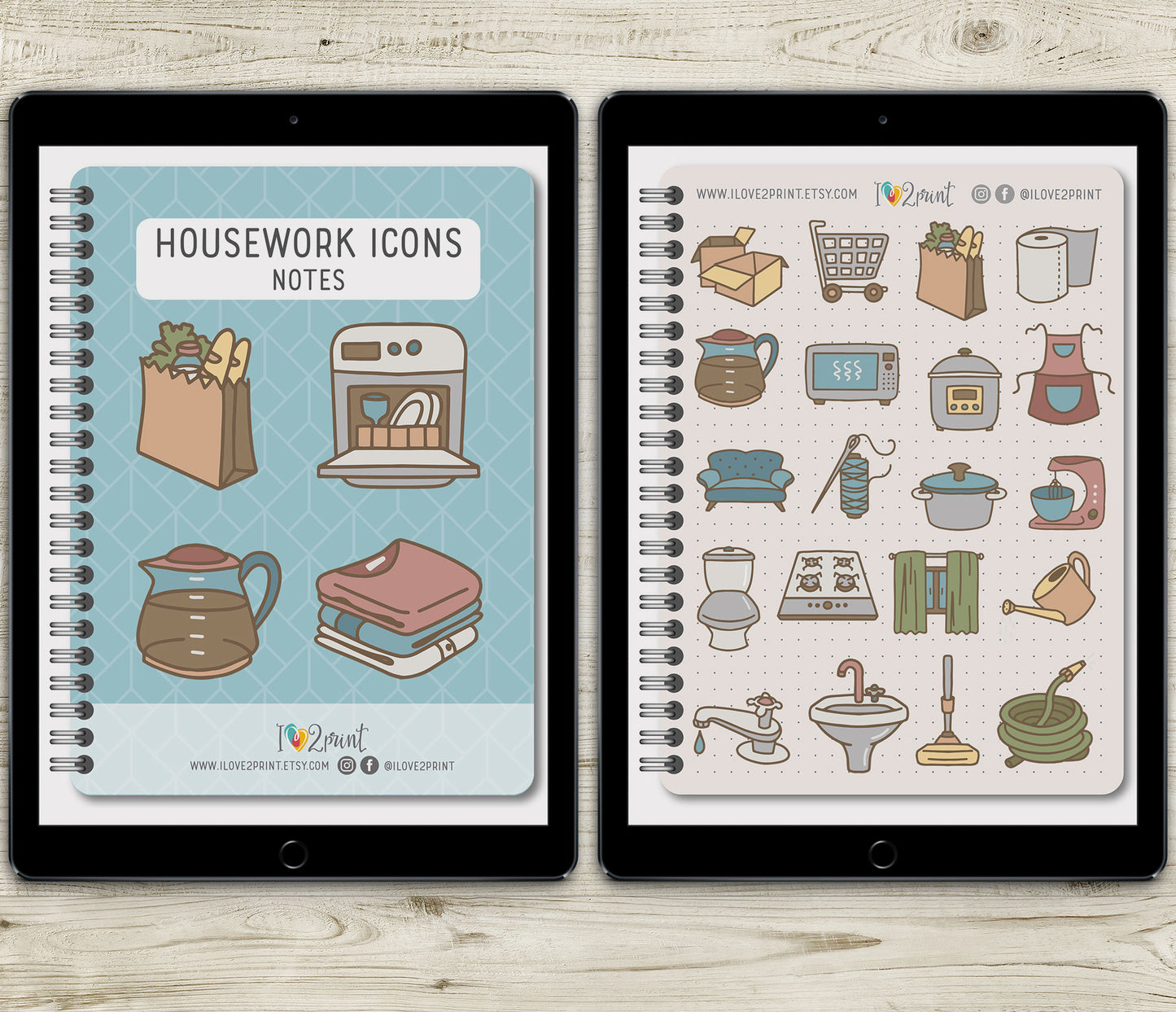 100 House Work Icons - Pre-Cropped COLOR GoodNotes Book Digital Planner Sticker
