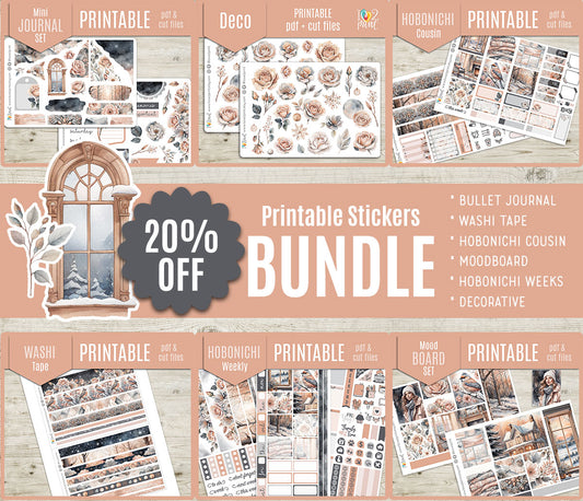 Rose Winter Complete Sticker Bundle | All 6 Sets | Floral Night Collection | PDF Cut Files