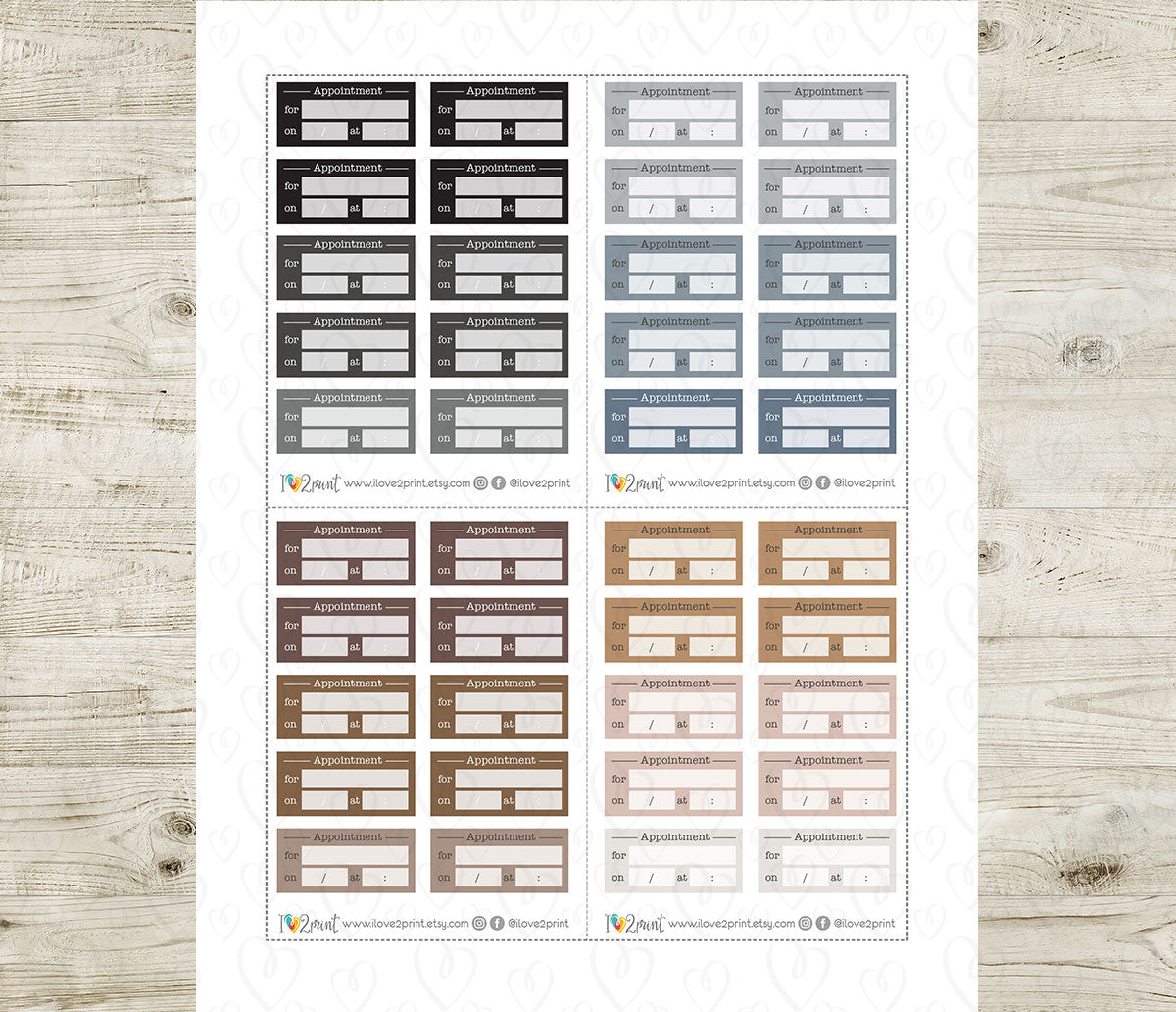 Appointment Label Printable Planner Stickers | Date Time Location | PDF Cut Files | Instant Download