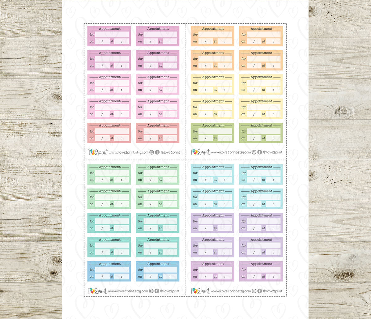 Appointment Label Printable Planner Stickers | Date Time Location | PDF Cut Files | Instant Download
