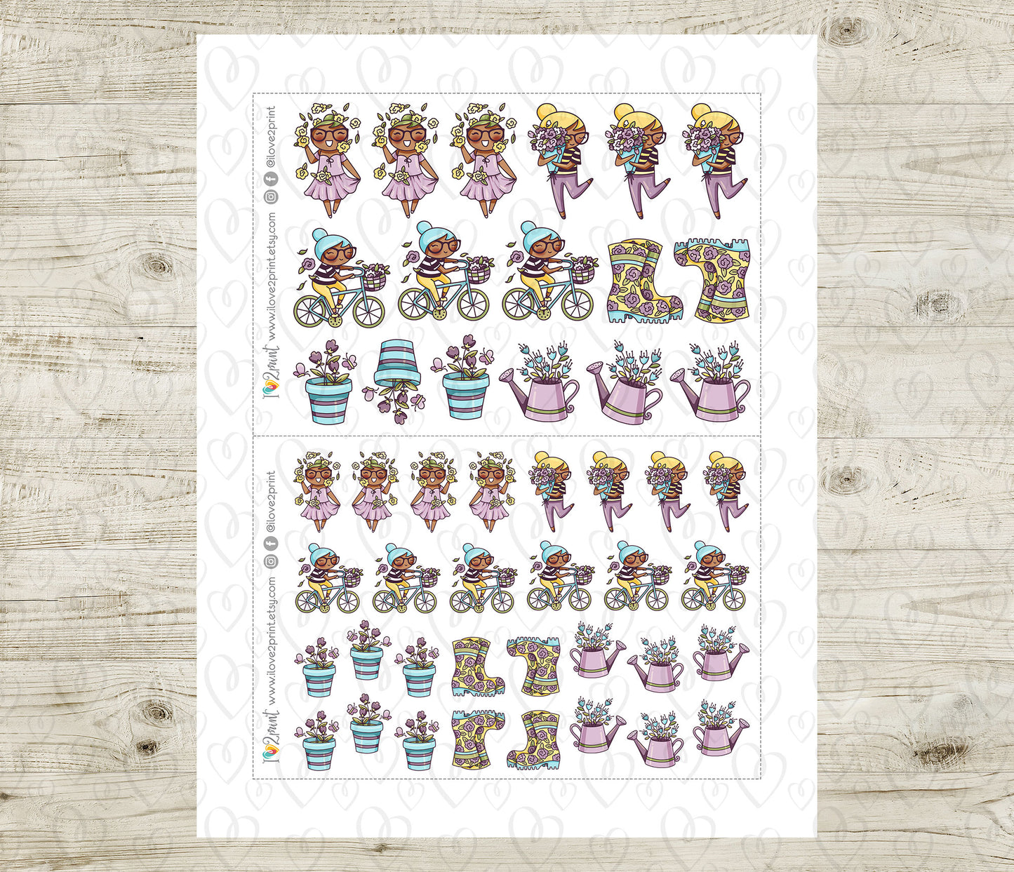 Elena Spring – Color (2 skin tones) Printable Stickers (PDF + Cut Files)
