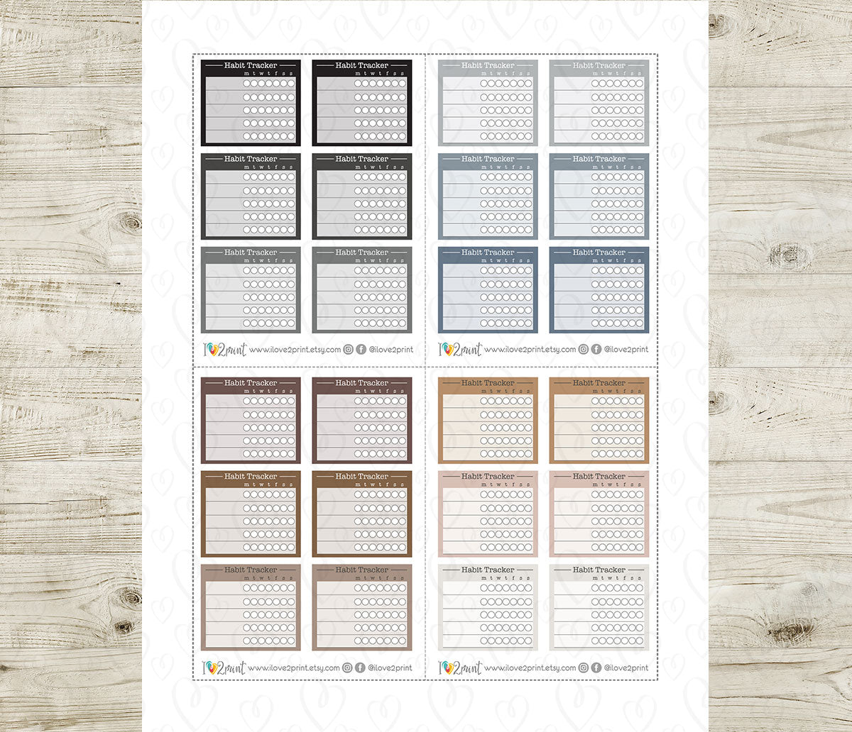 Habit Tracker Printable Planner Stickers | Daily Weekly Monthly | PDF Cut Files | Instant Download