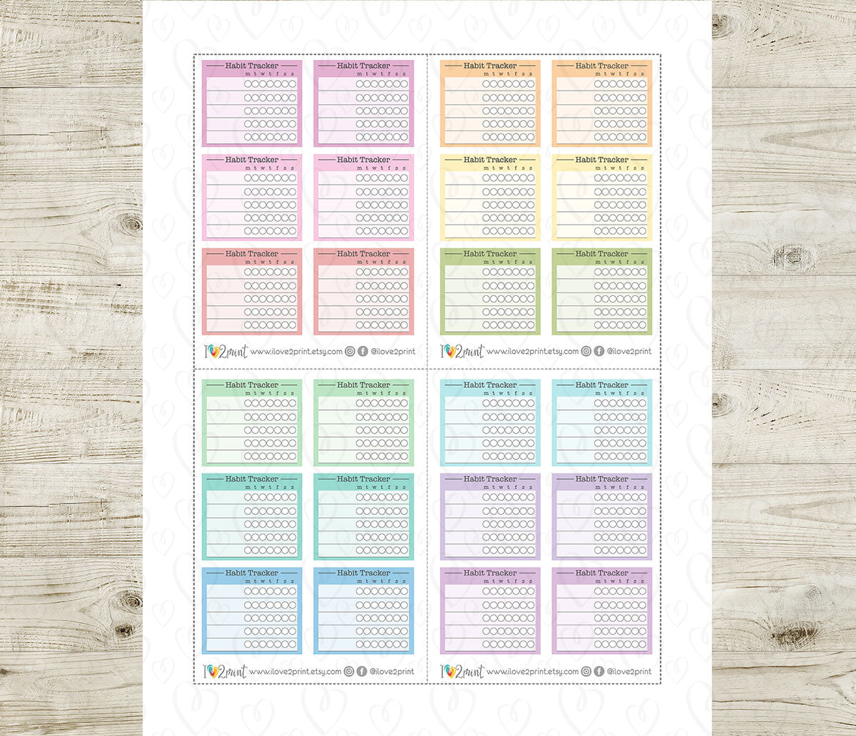 Habit Tracker Printable Planner Stickers | Daily Weekly Monthly | PDF Cut Files | Instant Download